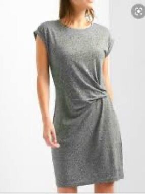 GAP Gray Twist-Detail Cap Sleeve Midi Dress